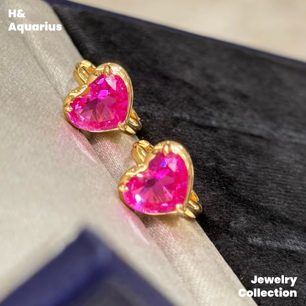 925 Silver & Zirconia Berry Heart Earrings - Pink Luxury Minimalist Hoops for Women