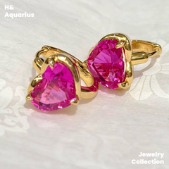 925 Silver & Zirconia Berry Heart Earrings - Pink Luxury Minimalist Hoops for Women