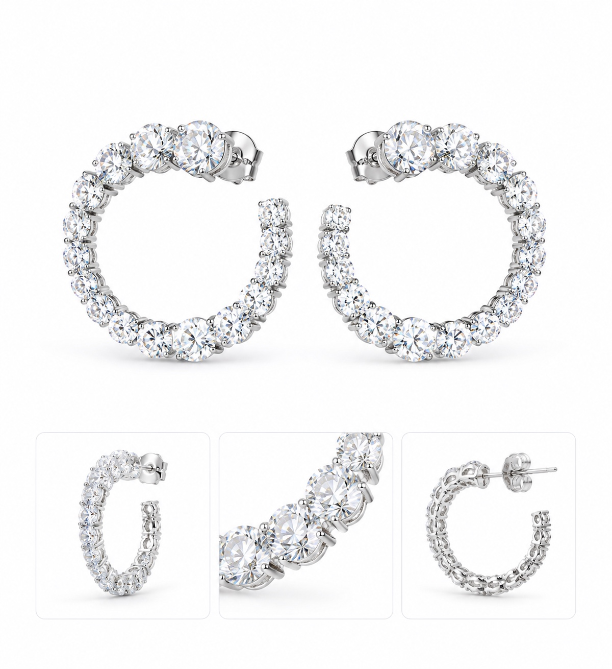 925 Silver & Zirconia Star Ring Earrings - Luxury Minimalist Studs for Women
