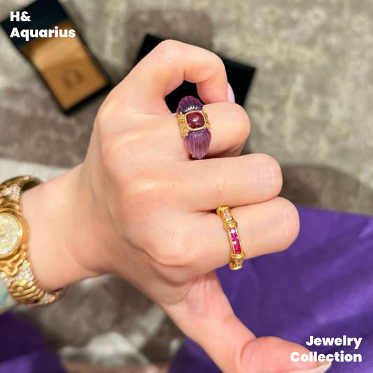 Purple Flow Ring - 925 Silver & Crystal Purple Luxury Minimalist Ring