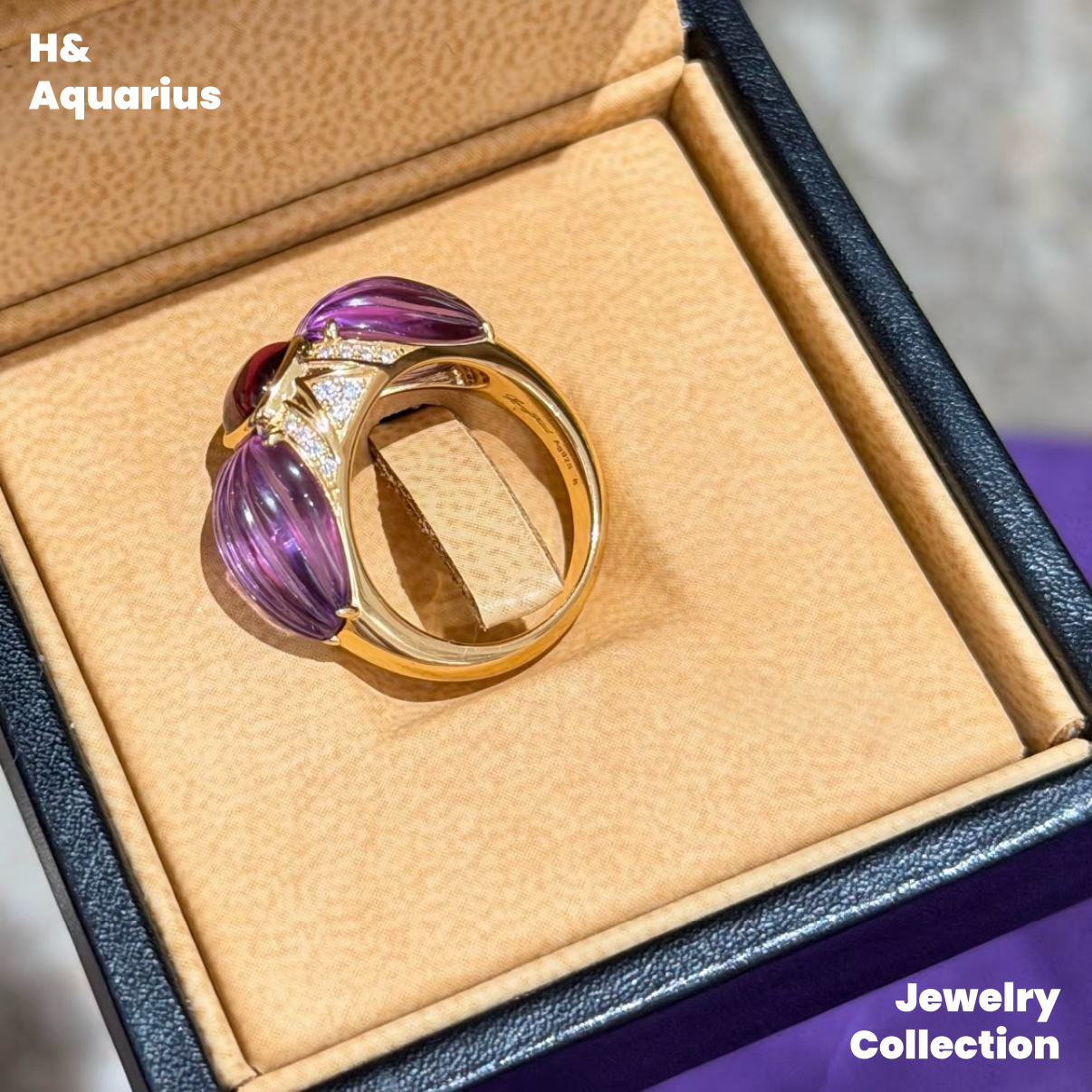 Purple Flow Ring - 925 Silver & Crystal Purple Luxury Minimalist Ring
