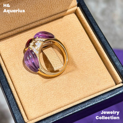 Purple Flow Ring - 925 Silver & Crystal Purple Luxury Minimalist Ring