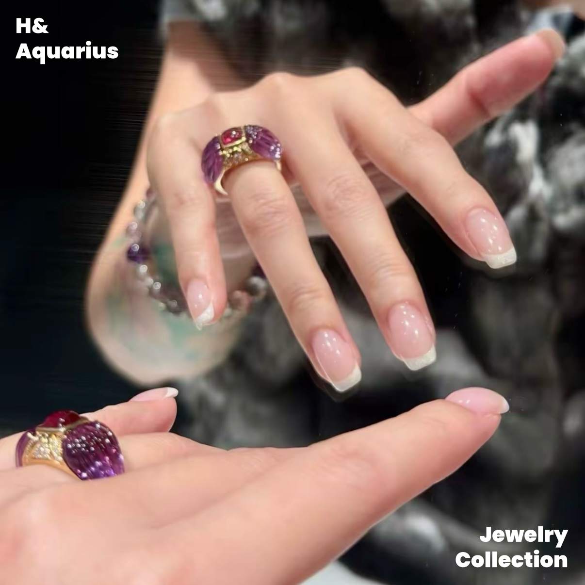 Purple Flow Ring - 925 Silver & Crystal Purple Luxury Minimalist Ring