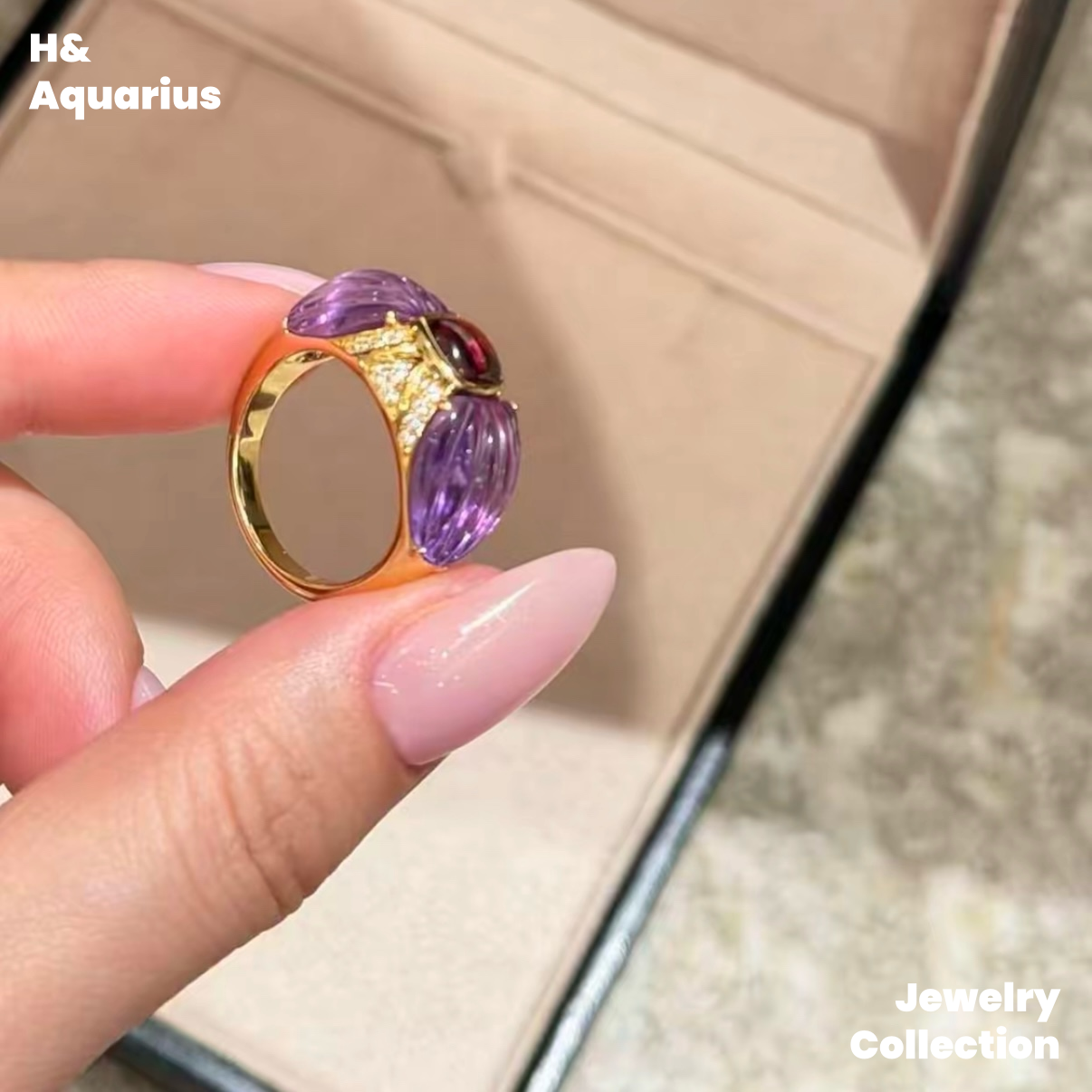Purple Flow Ring - 925 Silver & Crystal Purple Luxury Minimalist Ring