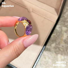 Purple Flow Ring - 925 Silver & Crystal Purple Luxury Minimalist Ring