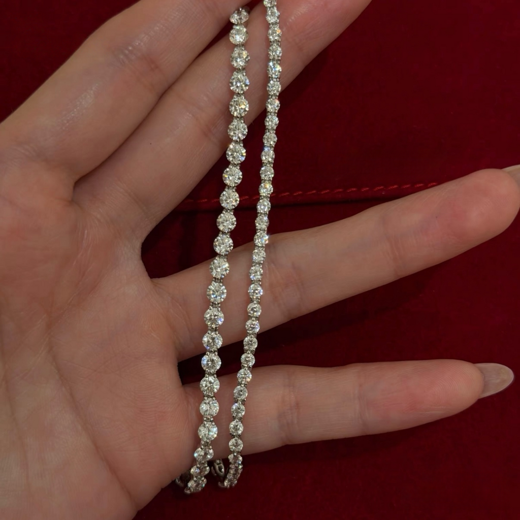 3.5 mm silver tennis bracelet with round white cubic zirconia stones in sterling silver