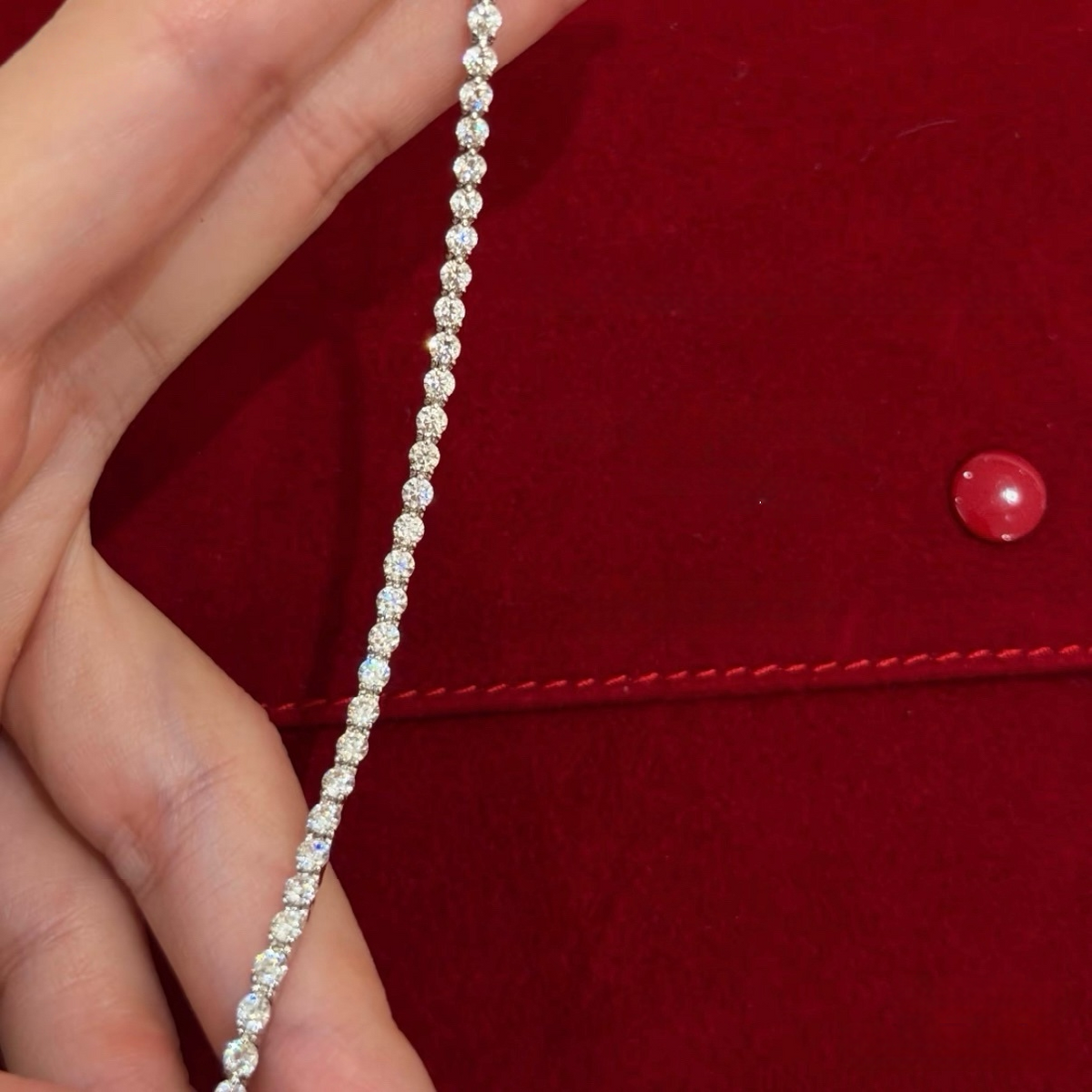 2.5 mm silver tennis bracelet with round white cubic zirconia stones in sterling silver