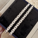 White ceramic bracelet with rhodium-plated sterling silver links and cubic zirconia accents