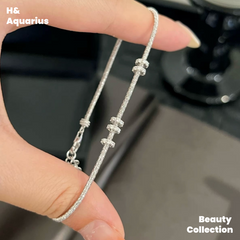 925 Silver & Zirconia Sparkling Galaxy Bracelet - Luxury Sliding Bead Chain for Women