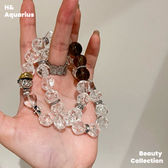 925 Silver Feather Bracelet - White Crystal Planet Bead Luxury Stackable Bracelet