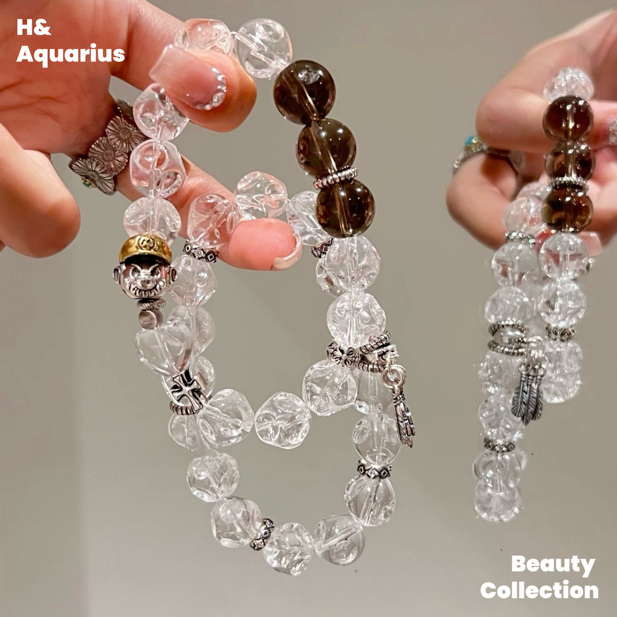 925 Silver Feather Bracelet - White Crystal Planet Bead Luxury Stackable Bracelet