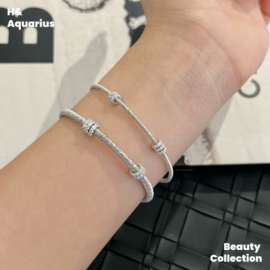 925 Silver & Zirconia Sparkling Galaxy Bracelet - Luxury Sliding Bead Chain for Women