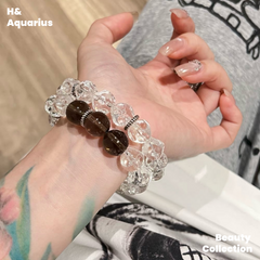 925 Silver Feather Bracelet - White Crystal Planet Bead Luxury Stackable Bracelet