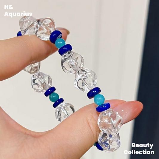 Planet Bead Bracelet - White Crystal Earth Design Unisex Jewelry with Certificate