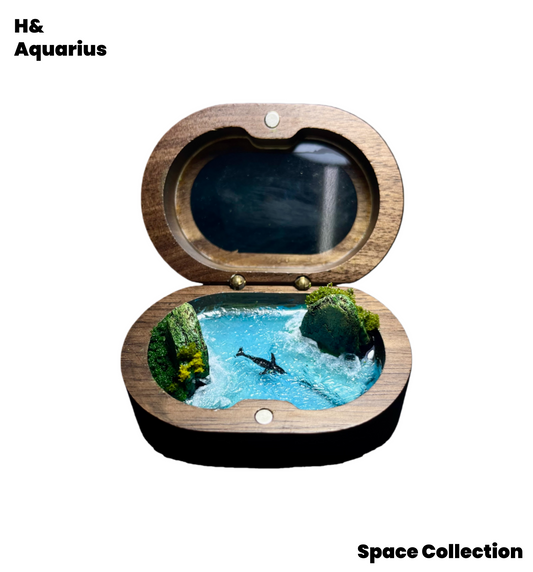 Oval Wooden Box with Whale Resin Art