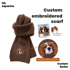 Premium embroidery custom wool scarf cat and dog avatars Male and female couple photos commemorative holiday gifts pet peripherals