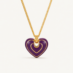 Purple Heart Enamel Pendant Necklace