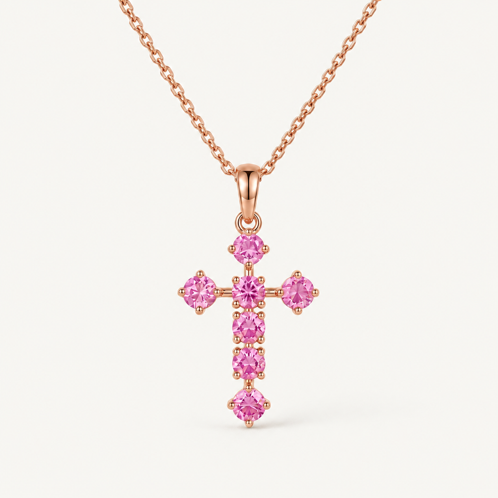 Blush Cross Pendant Necklace
