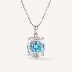 Aqua Ice Crystal Pendant Necklace