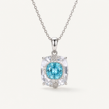 Aqua Ice Crystal Pendant Necklace
