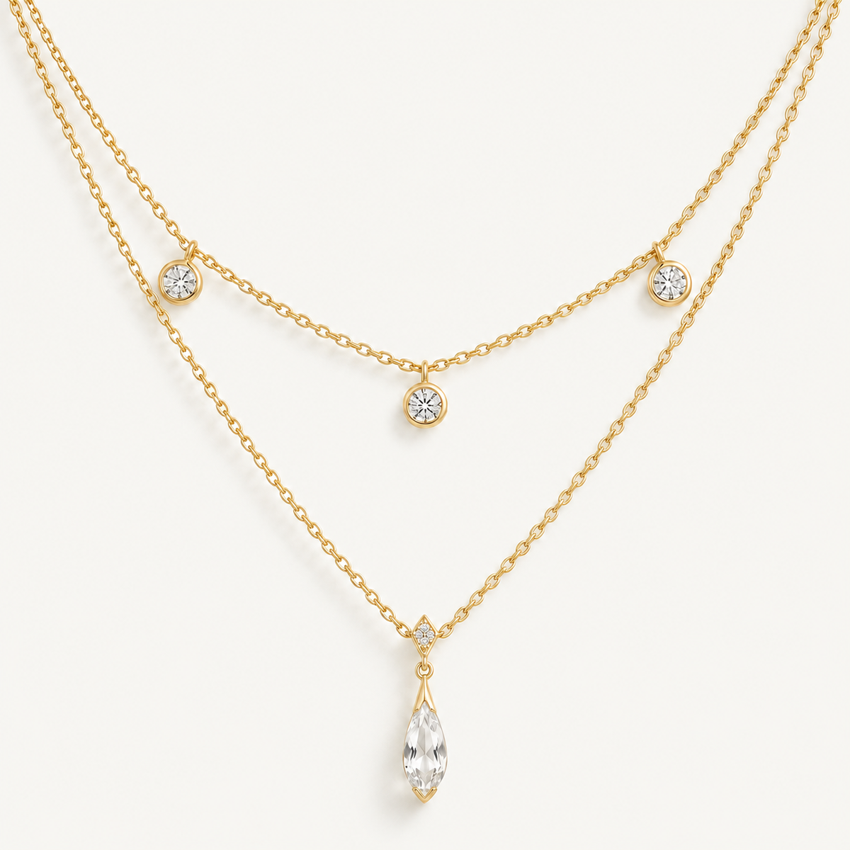 Moonlight Ripple Layered Crystal Necklace