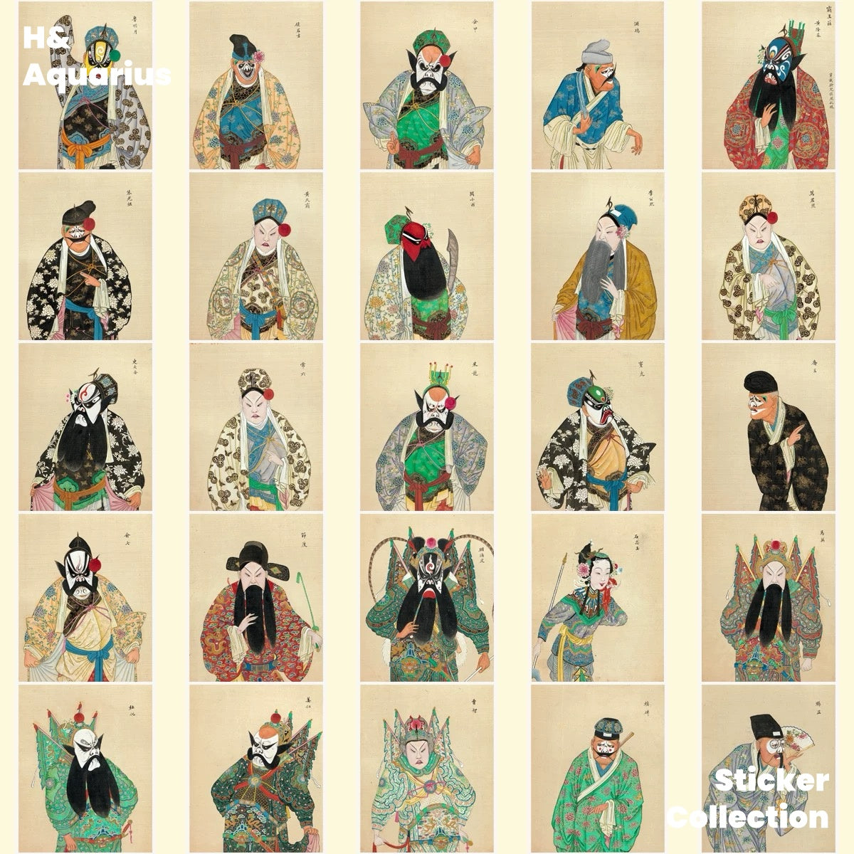 Peking Opera stickers, traditional Chinese culture, mobile phone cases, ipad suitcases, notebook decorations, handwritten newspaper material stickers