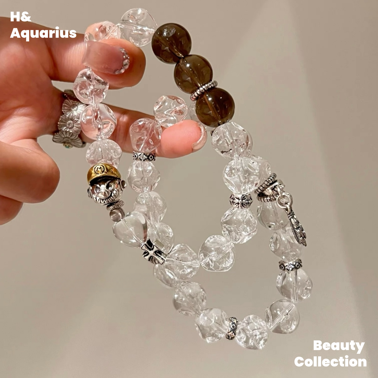 925 Silver Feather Bracelet - White Crystal Planet Bead Luxury Stackable Bracelet