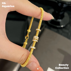 925 Silver & Zirconia Sparkling Galaxy Bracelet - Luxury Sliding Bead Chain for Women