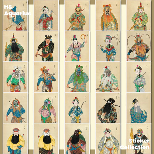 Peking Opera stickers, traditional Chinese culture, mobile phone cases, ipad suitcases, notebook decorations, handwritten newspaper material stickers