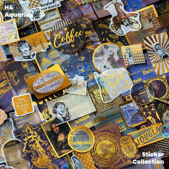 Renaissance hot stamping washi sticker Retro European English illustration notebook decoration notebook DIY collage material