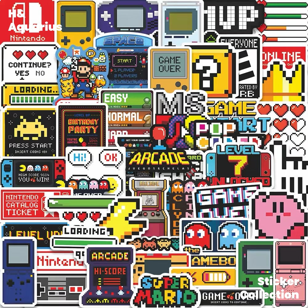 50 pcs Nintendo game switch elements nostalgic stickers luggage creative waterproof phone case travel suitcase stickers