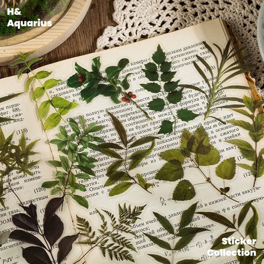 40 Flowers Plant Pet Sticker Pack Retro Simulation Leaf Life Notebook DIY Material Collage