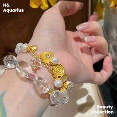 925 Silver & Imitation Pearl Bracelet - White Flame Whisper Gold Plated Luxury Chain for Women