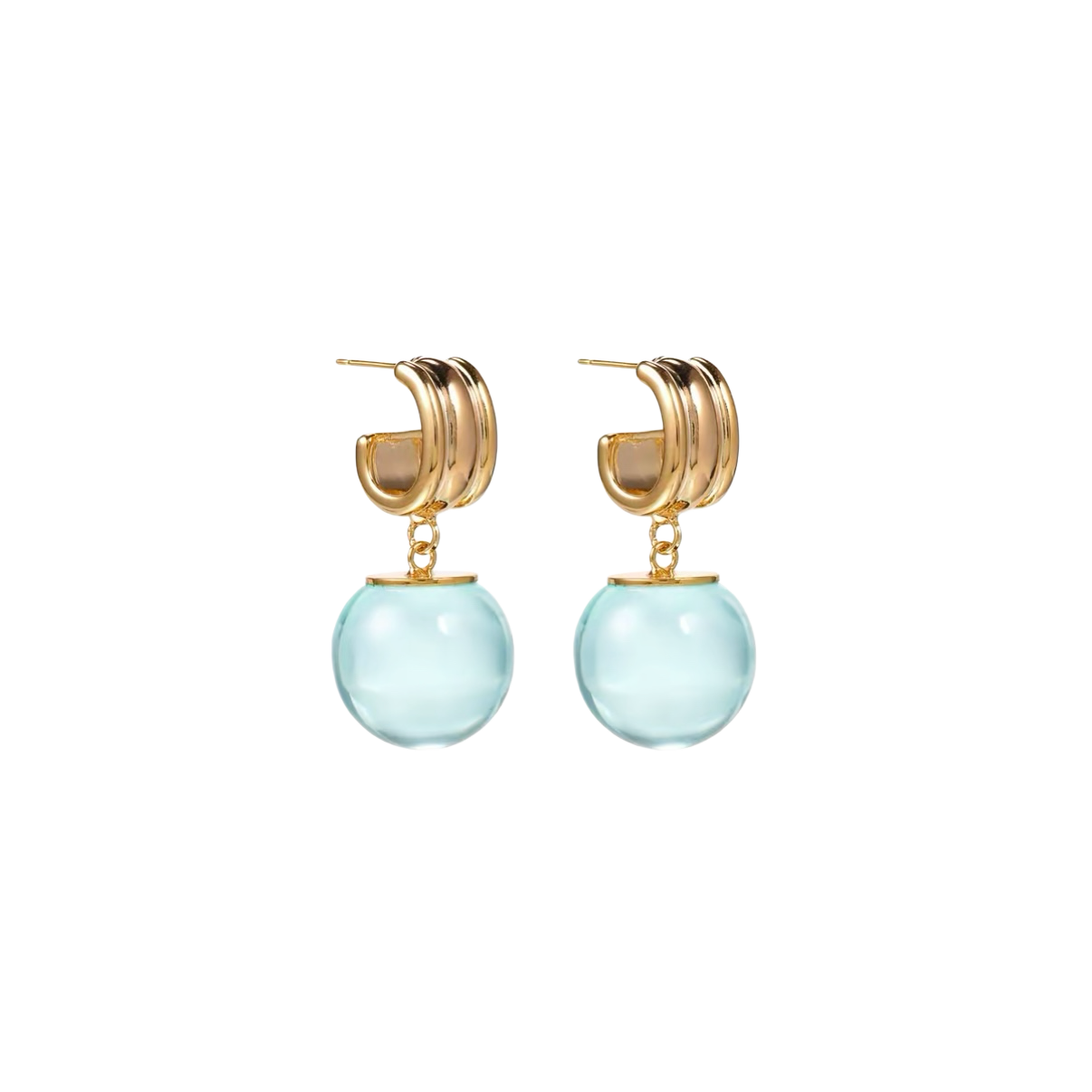 Copper Alloy & Resin Earrings - Multi-Color Translucent Bead Drop Earrings