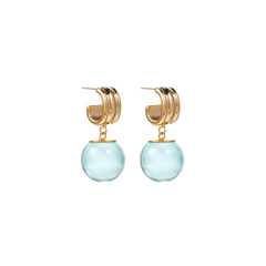 Copper Alloy & Resin Earrings - Multi-Color Translucent Bead Drop Earrings