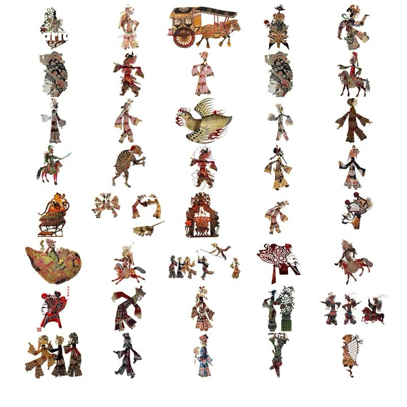 Chinese style ancient shadow puppet play sticker DIY decoration cartoon character water cup ipad computer sticker notebook material