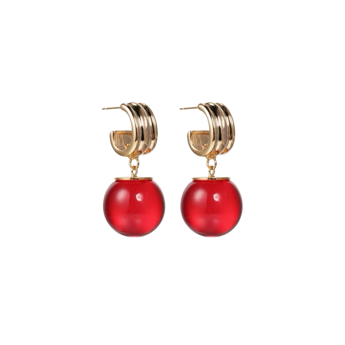 Copper Alloy & Resin Earrings - Multi-Color Translucent Bead Drop Earrings