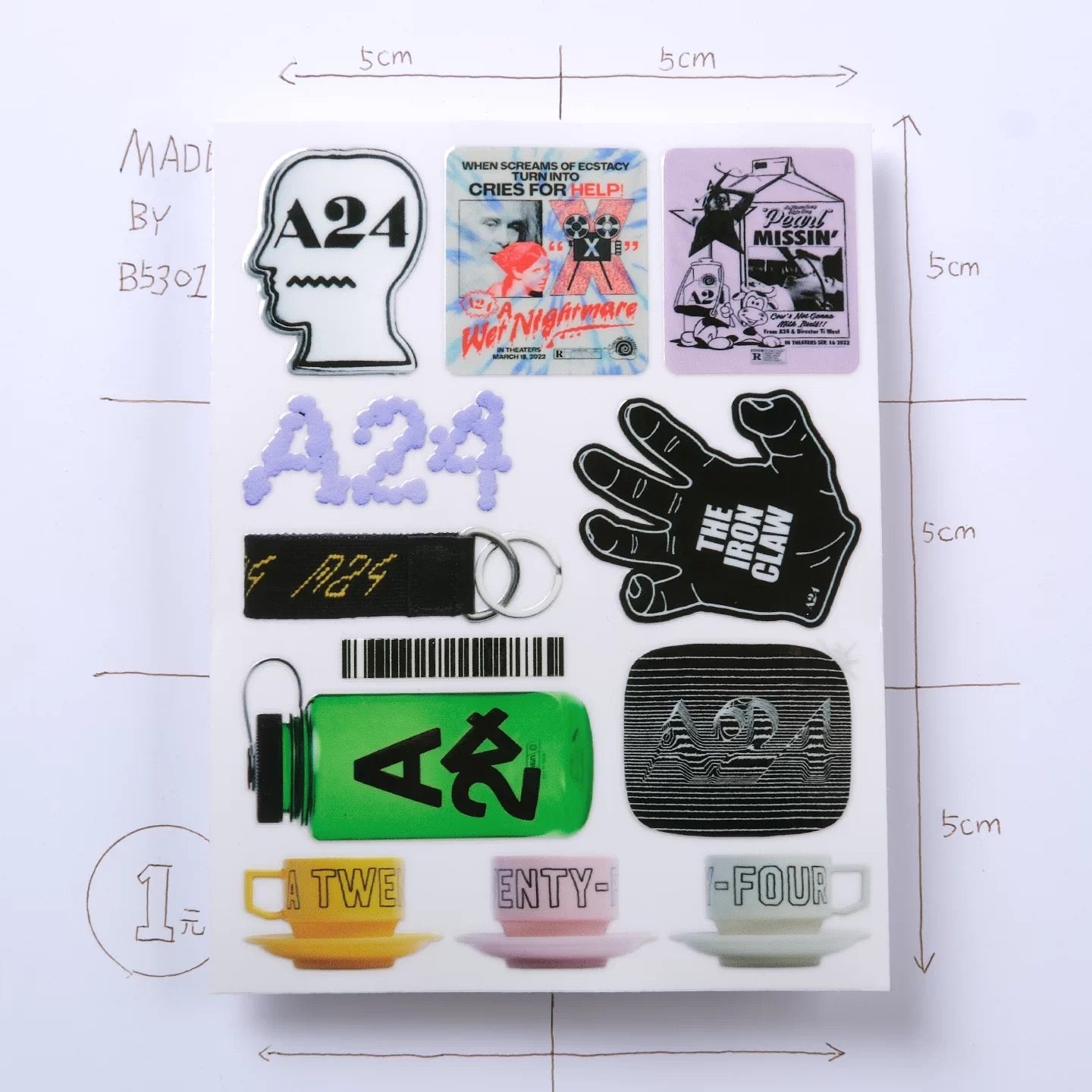 A24 Movie Theme Stickers - Waterproof Transfer Decals for Phone Helmet Laptop Water Bottle Luggage