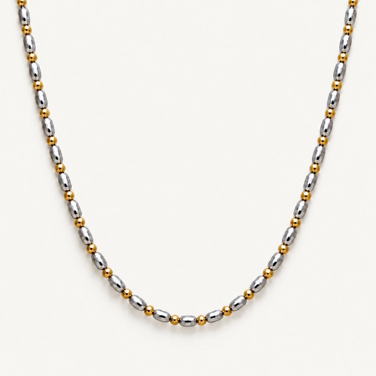 Silver Two-Tone Rice Bead Chain