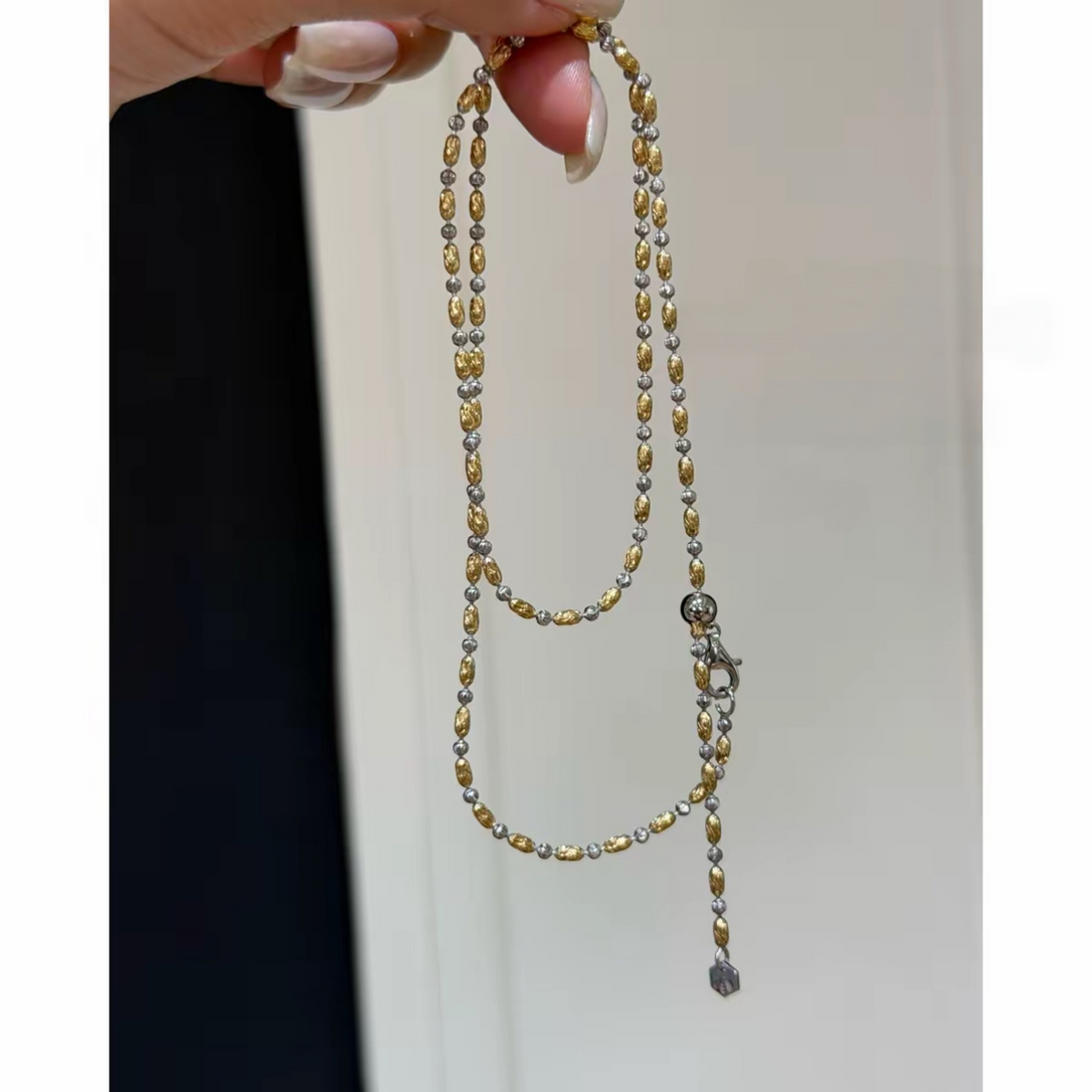 Gold Two-Tone Rice Bead Chain