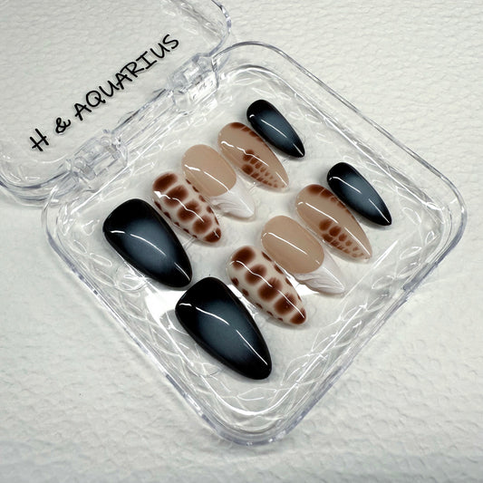 H&Aquarius SUMMER Collections 10PCS Handmade PressOn Nails REUSABLE 3D Gel fake nails acrylic press nails /Summer 2025 H&A-008