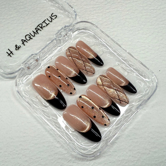H&Aquarius SUMMER Collections 10PCS Handmade PressOn Nails REUSABLE 3D Gel fake nails acrylic press nails /Summer 2025 H&A-005
