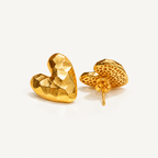 Hammered Heart Stud Earrings