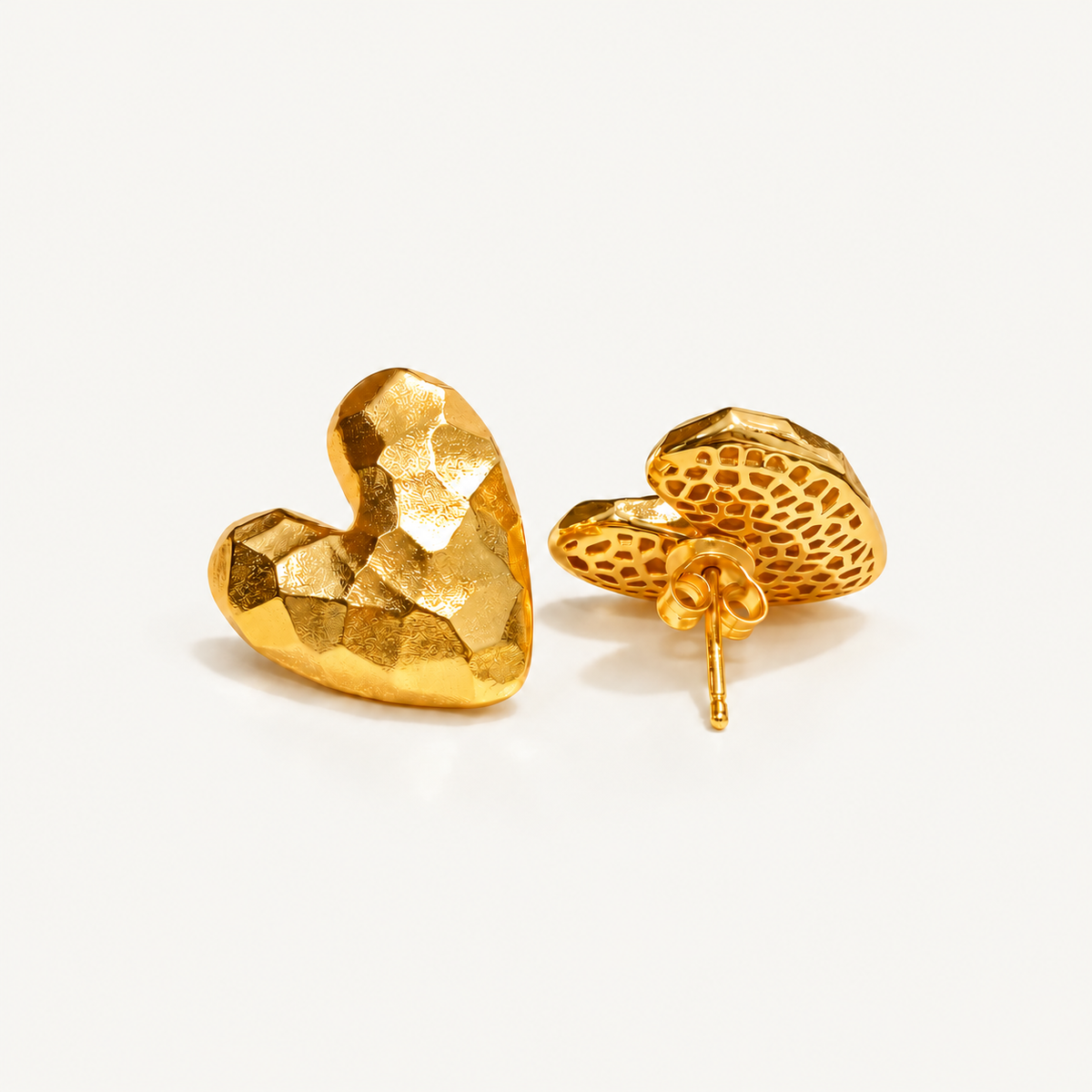 Hammered Heart Stud Earrings