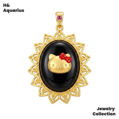 Pendant: 925 Silver Enamel Cat Silhouette - Colorful Minimalist Necklace Charm