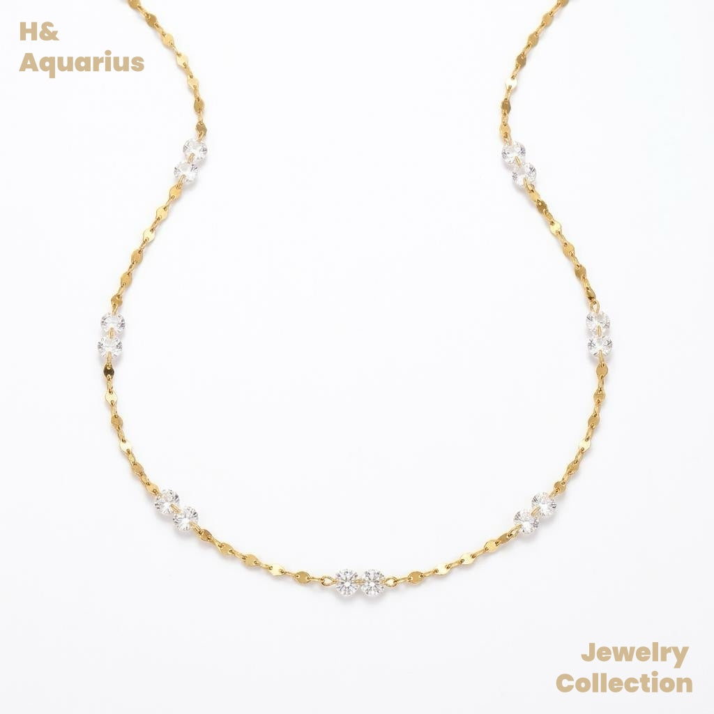 Chain: 925 Silver & Zirconia Split Light Necklace - Minimalist Layering Chain