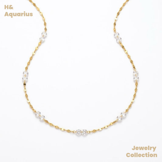 Chain: 925 Silver & Zirconia Split Light Necklace - Minimalist Layering Chain