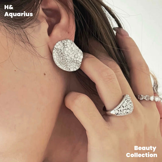 925 Silver & Zirconia Lunar Coin Earrings - Silver Full Pav¨¦ Crystal Studs for Women