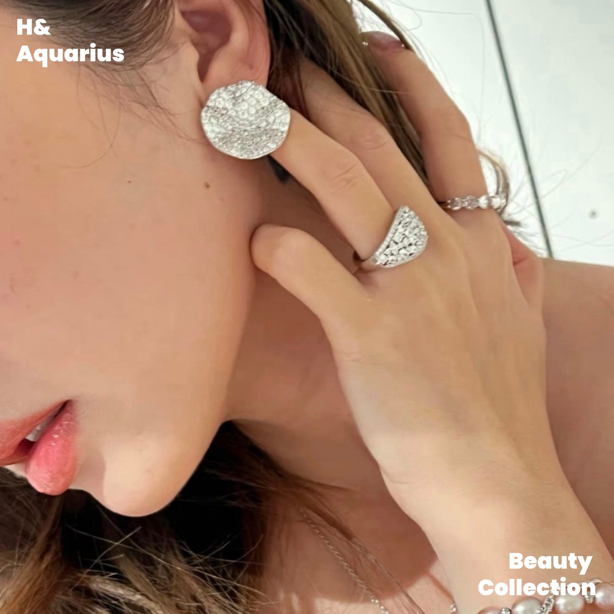 925 Silver & Zirconia Lunar Coin Earrings - Silver Full Pav¨¦ Crystal Studs for Women
