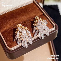 925 Silver & Zirconia Starry Dome Earrings - Luxury Elegant Statement Dangle Earrings